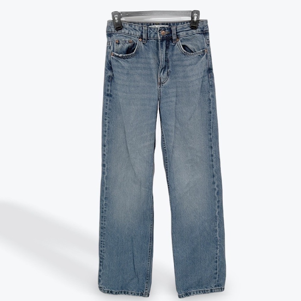 Zara Jeans Women's Blue Denim High Rise Straight Leg Casual Fashion Classic